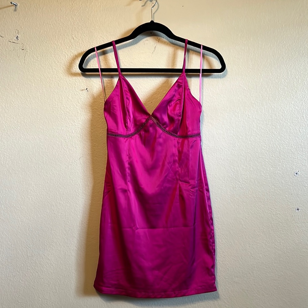 Silk fuchsia mini dress
